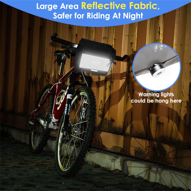 WOTOW Bike Front Handlebar Bag - Large Reflective Bicycle Handlebar Basket Bags Waterproof Storage Pannier for Bike Touchable Transparent Phone Holder Pouch for Men Women Road MTB Outdoor Cycling 3.5L - Image 2
